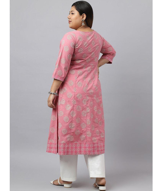 XL LOVE By janasya Cotton Printed Anarkali Womens Kurti - Pink ( Pack of 1 ) - None