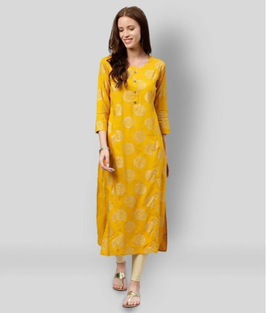 KIPEK - Yellow Rayon Womens Straight Kurti - 3XL