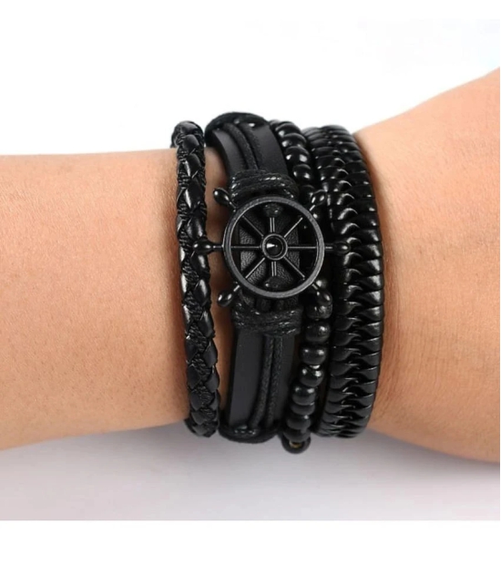 FASHION FRILL Black Bracelet ( Pack of 4 ) - None