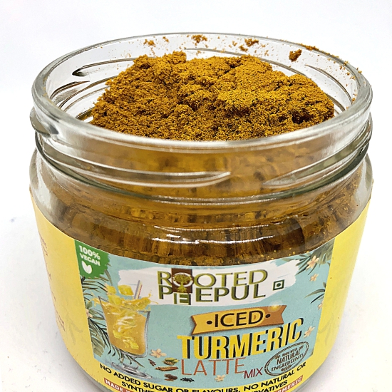 Rooted Peepul Iced Turmeric Latte Mix | Made with Pure spices & Lakadong Turmeric-75 g