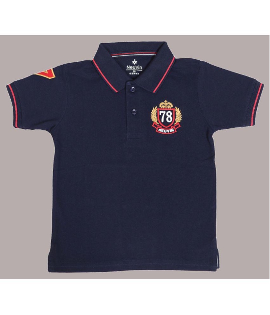 NEUVIN - Navy Blue Cotton Blend Boy's Polo T-Shirt ( Pack of 1 ) - None