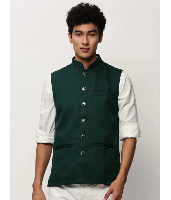 Showoff - Green Cotton Blend Mens Nehru Jacket ( Pack of 1 ) - None