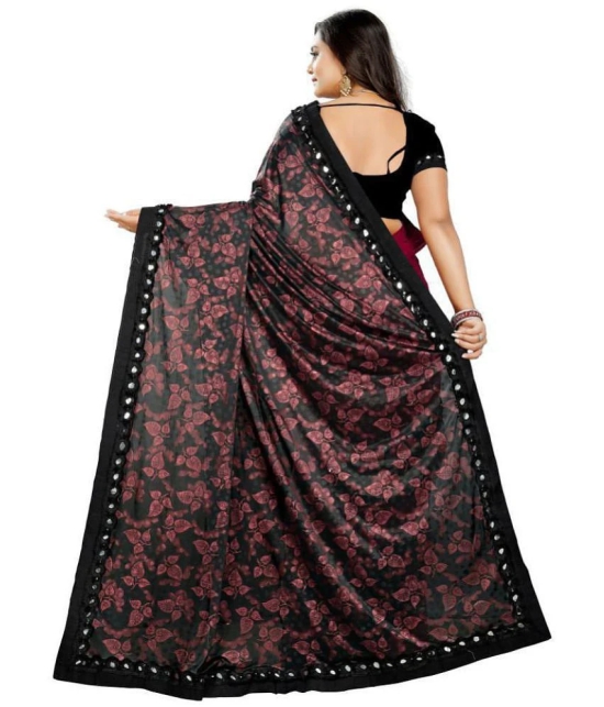 Gazal Fashions - Maroon Lycra Saree With Blouse Piece ( ) - Maroon