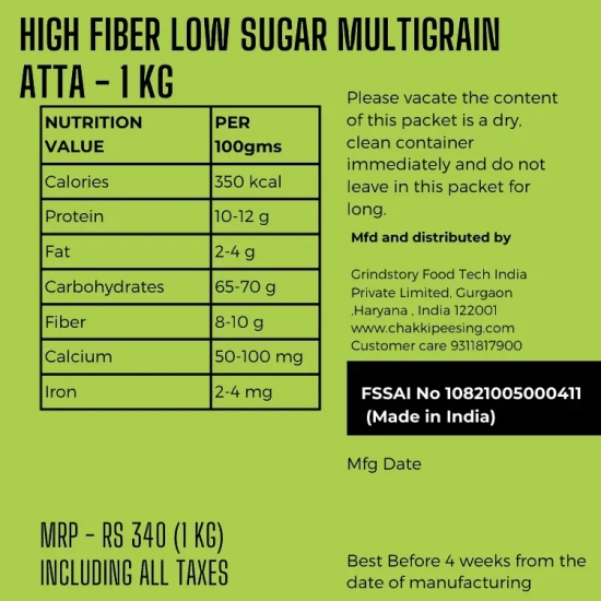 High-fiber Low sugar multigrain Atta-1KG