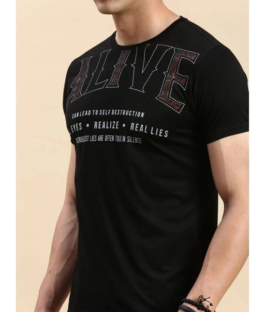 Showoff Cotton Slim Fit Printed Half Sleeves Mens T-Shirt - Black ( Pack of 1 ) - None