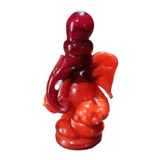 THE ALLCHEMY Small Size Glass Ganesha, Gifting Ganesha Statue (Orange-Yellow)