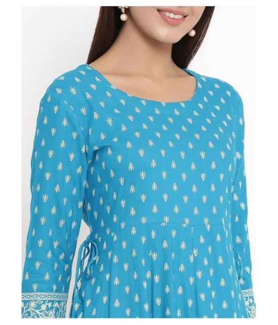 Kbz Blue Rayon Anarkali Kurti - XXL