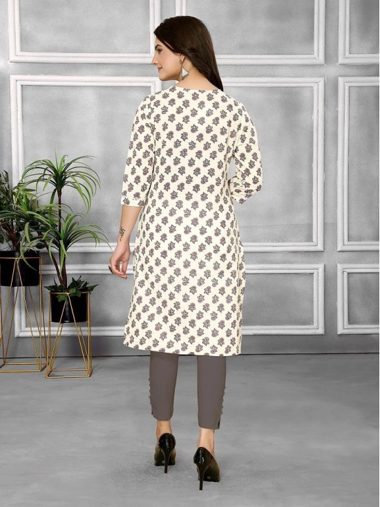 Rangita Women Cotton Off White Printed Knee Length Straight Kurti - None