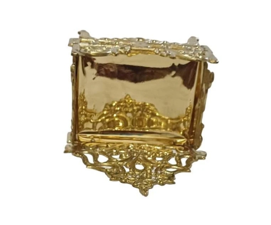 Ornate Golden Brass Temple Throne for Home Decor and Religious Use