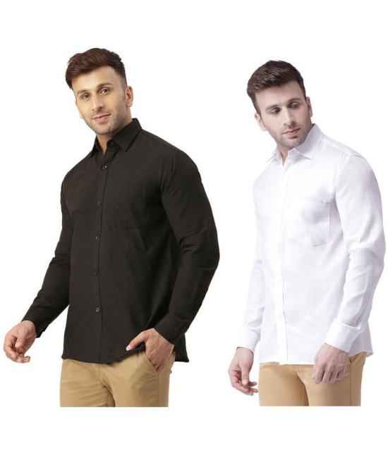 KLOSET By RIAG 100% Cotton Regular Fit Solids Full Sleeves Men's Casual Shirt - Off White ( Pack of 2 ) - None