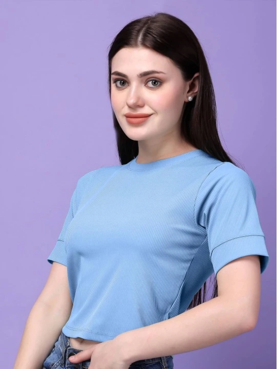 Self Design Round Neck Short Sleeves Cotton Top