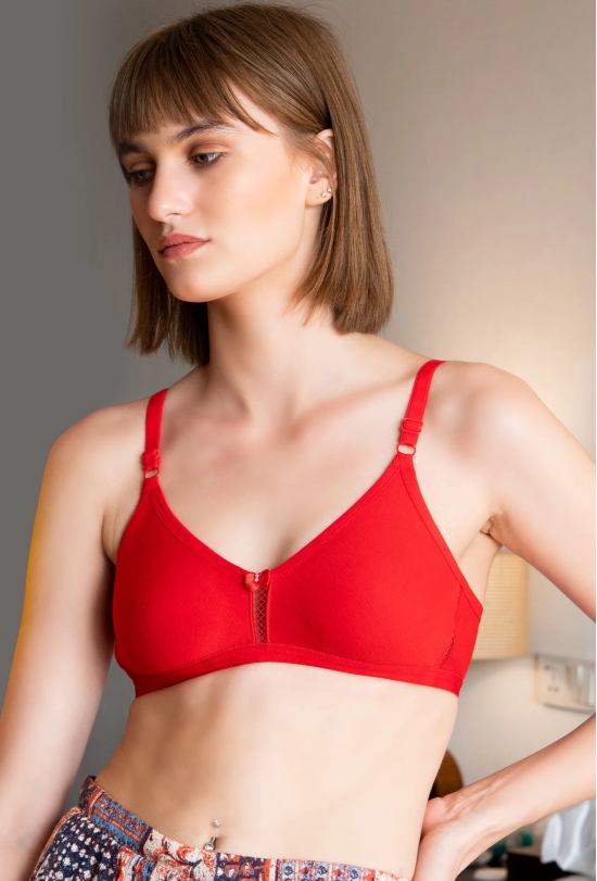 Sona WomenS M1020 Red Non Padded Soft Fabric Everyday T-Shirt Bra-30 / B / Red