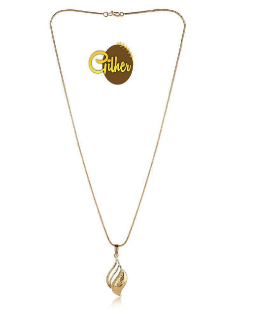 Gilher Gold Plated Daily Wear Locket+24 Inch Chain For Women And Girls. - Golden