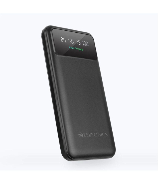 Zebronics 10000 -mAh 22W Li-Polymer Power Bank - Black