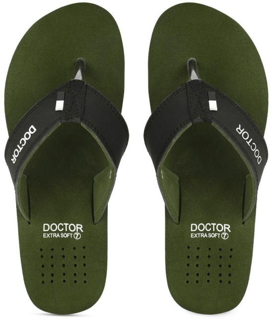 DOCTOR EXTRA SOFT - Olive Men's Thong Flip Flop - 7