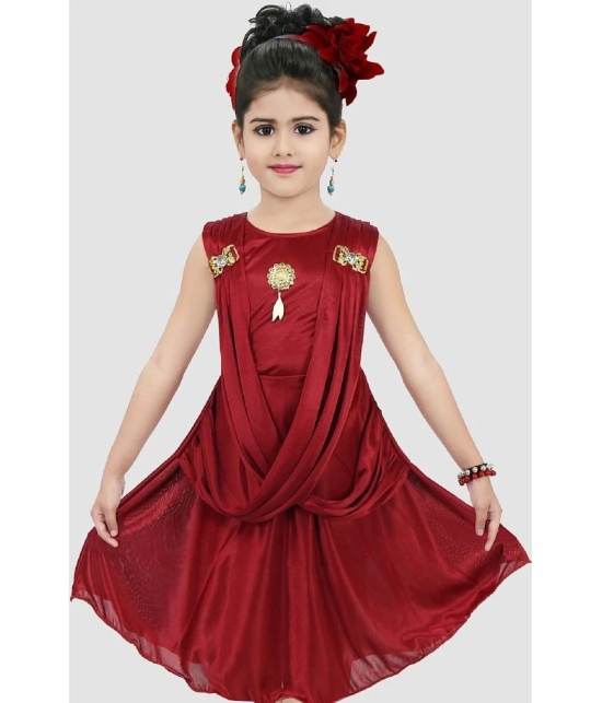 9stiches Satin Frock For Girls ( Pack of 1 , Maroon ) - None