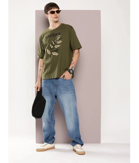 Dillinger Cotton Oversized Fit Printed Half Sleeves Mens T-Shirt - Olive ( Pack of 1 ) - None