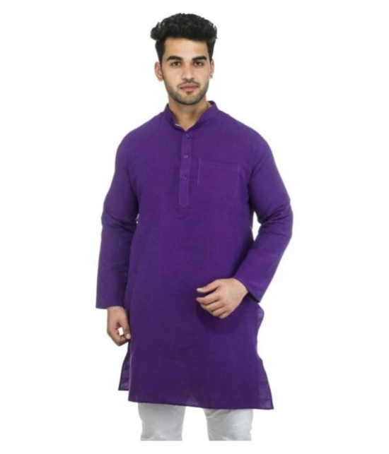 DESHBANDHU DBK Purple 100 Percent Cotton Kurta Single - None