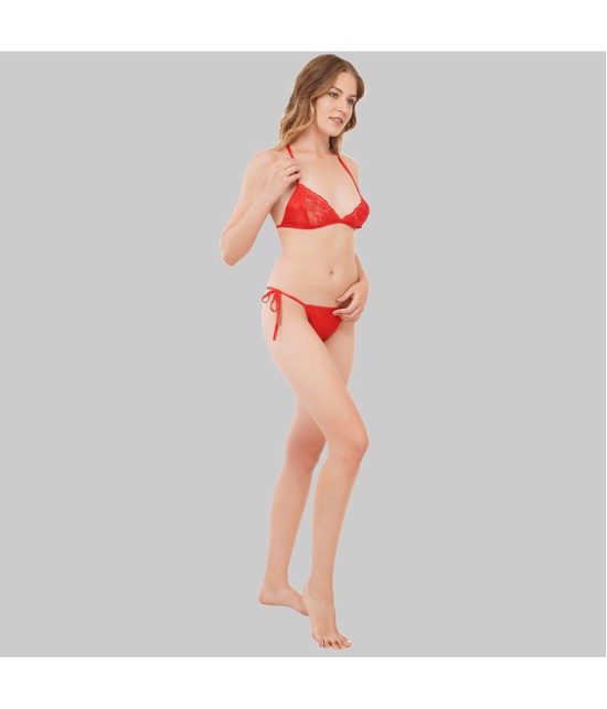 SELETA - Red Assorted Cotton Lycra Women's Bra & Panty Set ( Pack of 2 ) - None