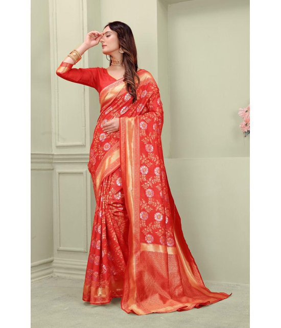 ofline selection - Red Silk Saree With Blouse Piece (Pack of 1) - Red