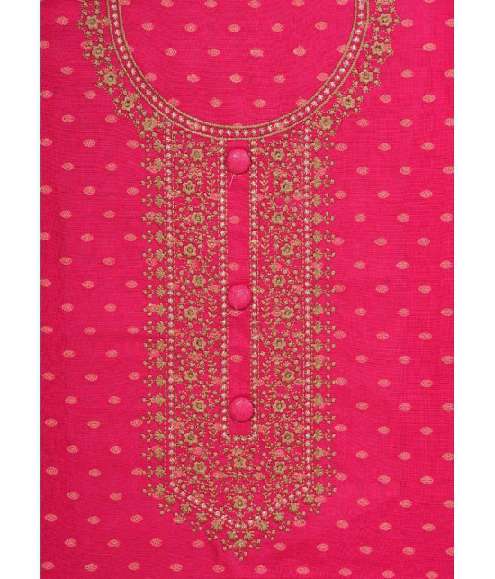 JC4U Unstitched Cotton Embroidered Dress Material - Magenta ( Pack of 1 ) - Magenta