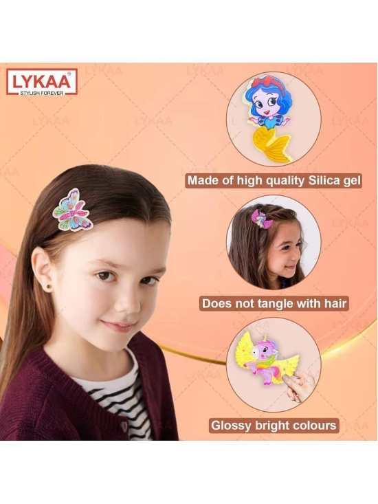 Lykaa Korean Baby Girls Hair Clips Unicorn Tic Tac Hair Pins Kids Hair Accessories - Pack of 5 - Multi