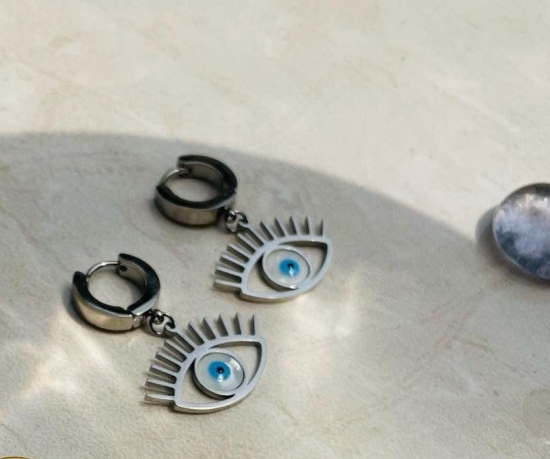 Classic Evil Eye Huggies-Silver