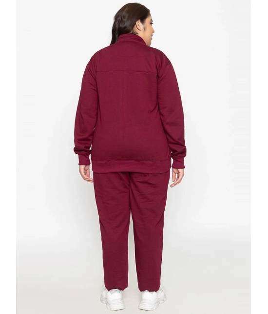 YHA Maroon Fleece Solid Tracksuit - Pack of 1 - None