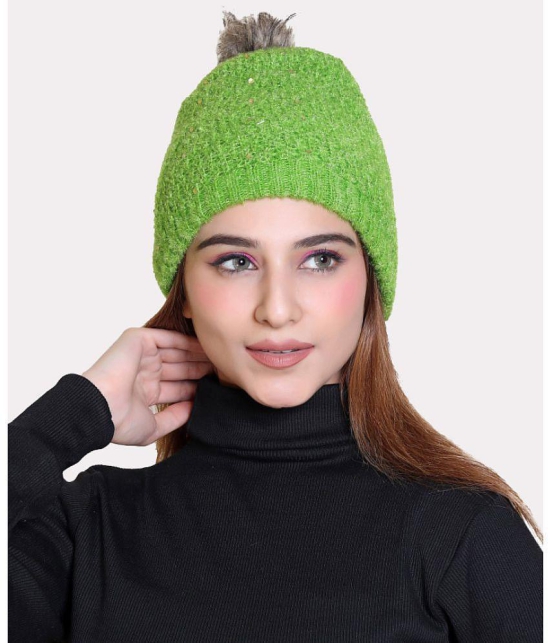 Whyme Fashion - Green Woollen Womens Cap ( Pack of 1 ) - Green