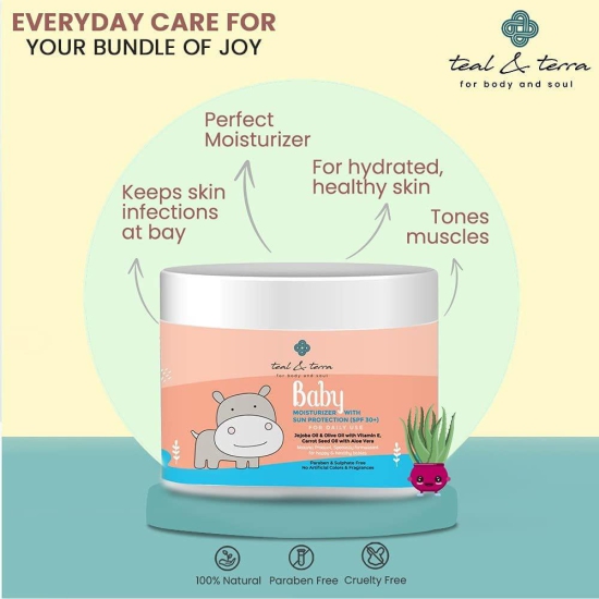 Teal & Terra Baby Moisturizer SPF 30+ | Hydrated, Non Greasy | Sun Rash Prevention | Jojoba & Olive Oil | Paraben & Sulphate Free (50g)