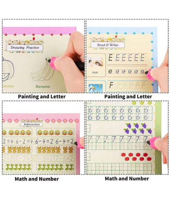 HILEE CHOICE Magic Practice Copybook Number Tracing Book for Preschoolers with Pen(4 BOOK + 10 REFILL+ 1 pen +1 grip)