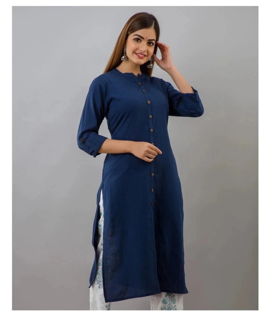 Doriya - Blue Cotton Blend Womens Front Slit Kurti - XL