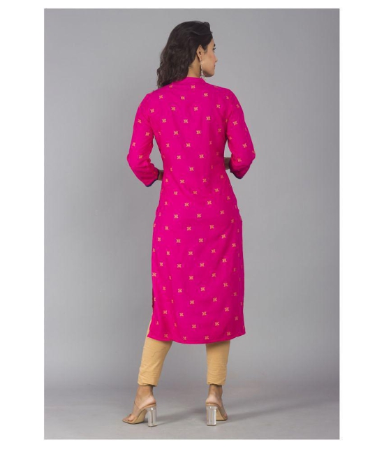 Frionkandy - Pink Rayon Womens Straight Kurti - M