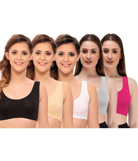 ComfyStyle Cotton Lycra Air Bra - Multi Color Pack of 5 - None