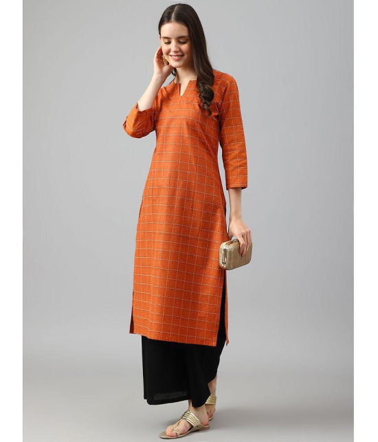 Hritika - Rust Cotton Women''s Straight Kurti ( Pack of 1 ) - None