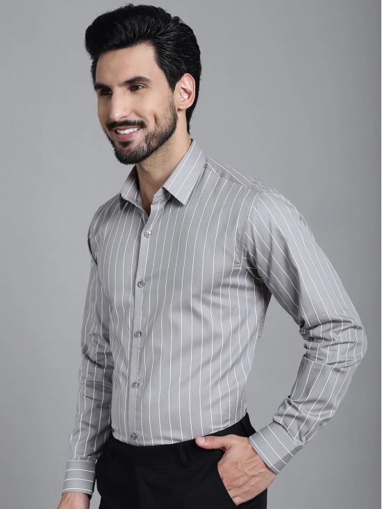 Striped Formal Shirt-L / Grey