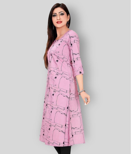 Meher Impex - Pink Cotton Women's Front Slit Kurti ( Pack of 1 ) - XS