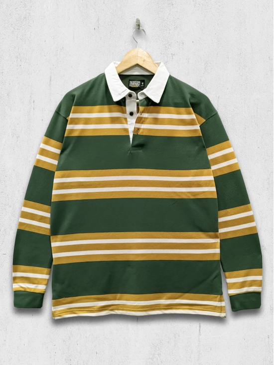 Auto Stripes Green Yellow Polo T-Shirt-L / Green