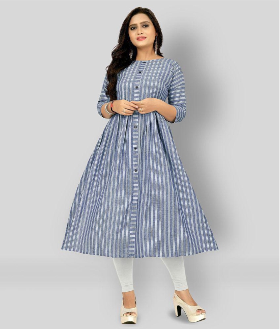 Rangrasiya - Blue Cotton Women's Flared Kurti ( Pack of 1 ) - M