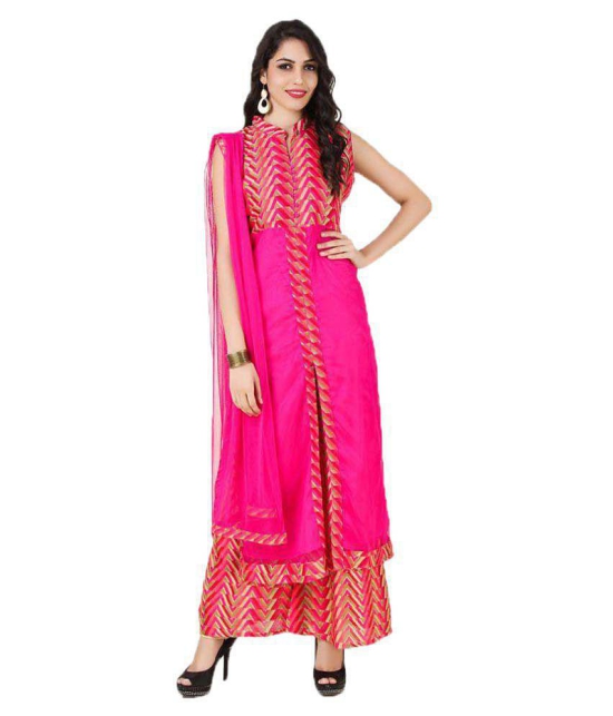 Fasense Net Kurti With Palazzo - Stitched Suit - XL