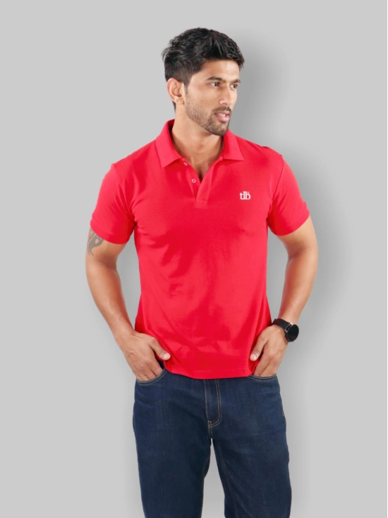 Men Red Polo Neck T-Shirt-XL / Red