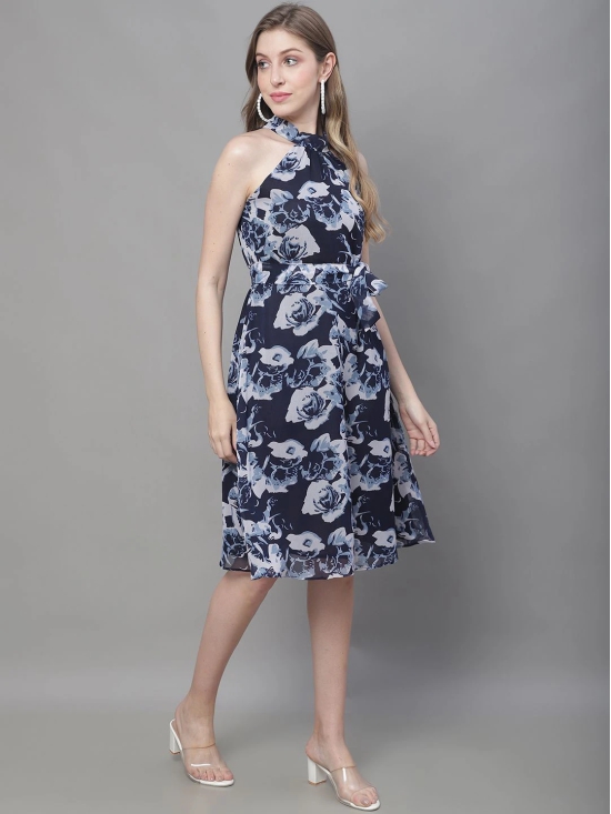 MINI & MING Floral Print Georgette Fit & Flare Dress