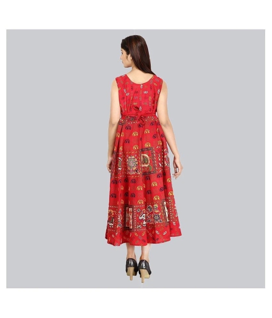 Rangun Cotton Red Regular Dress - S-XL