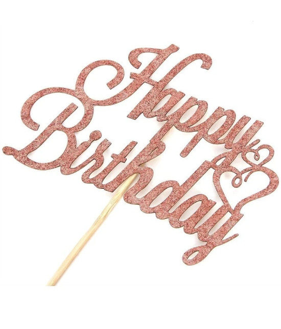 Zyozi® Rose Gold Glitter Happy Birthday Cake Topper, Birthday Party Decorations Supplies - Rose