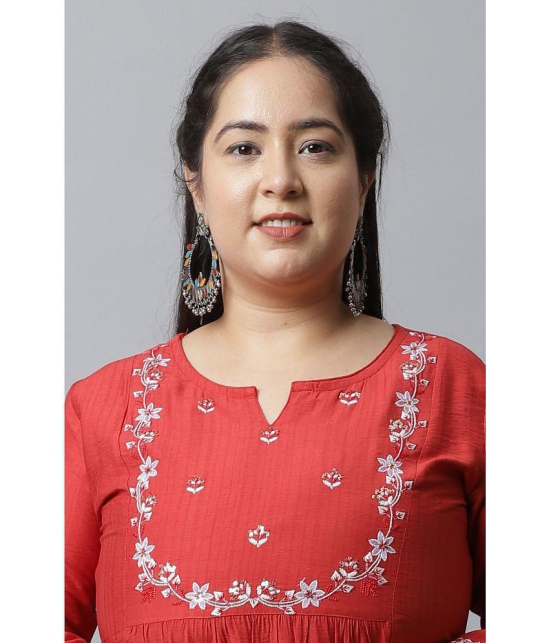 Rajnandini - Red Rayon Women's Straight Kurti ( Pack of 1 ) - None