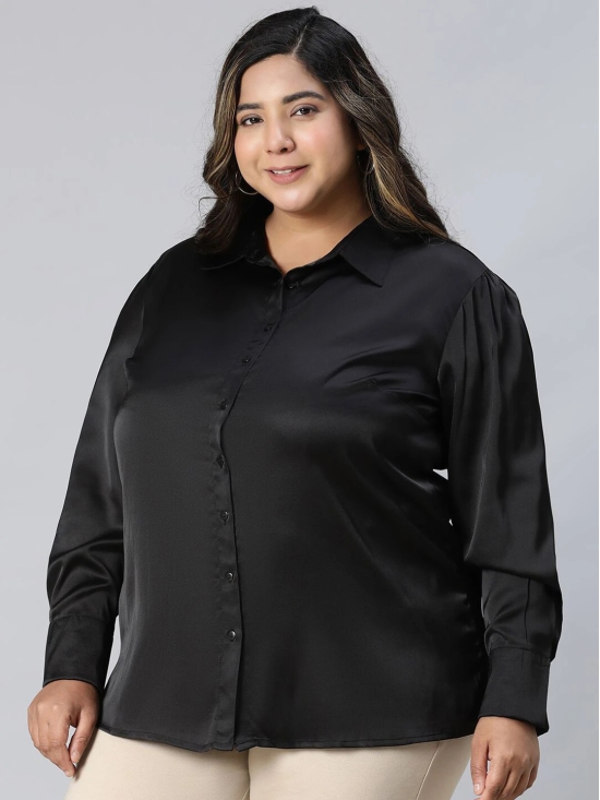 Oxolloxo Plus Size Relaxed Spread Collar Casual Shirt