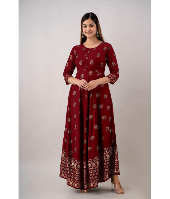 Kapadia - Maroon Rayon Women''s Anarkali Kurti ( Pack of 1 ) - None