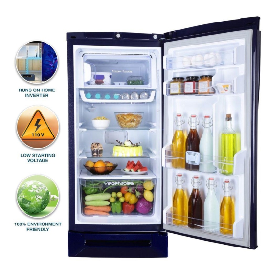 Godrej 202 L 4 Star Advanced Inverter, Jumbo Vegetable Tray Direct Cool Single Door Refrigerator With Base Drawer(RD 210D TDI MN BL, Marine Blue)