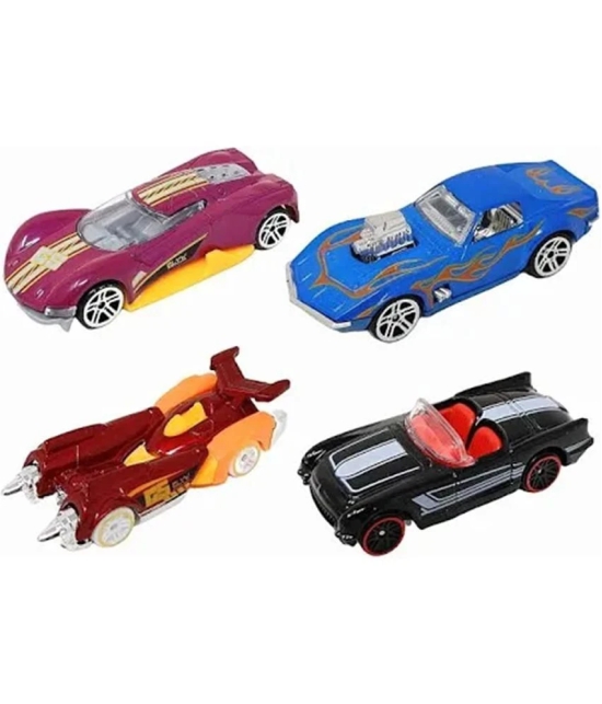 Hot Wheels 4-Car Pack Die-Cast Metal 4 Cars Set - Design May Vary, Multi color - Multi-Color