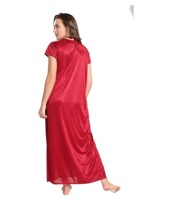 rajeraj Satin Nighty & Night Gowns - Red - Free Size